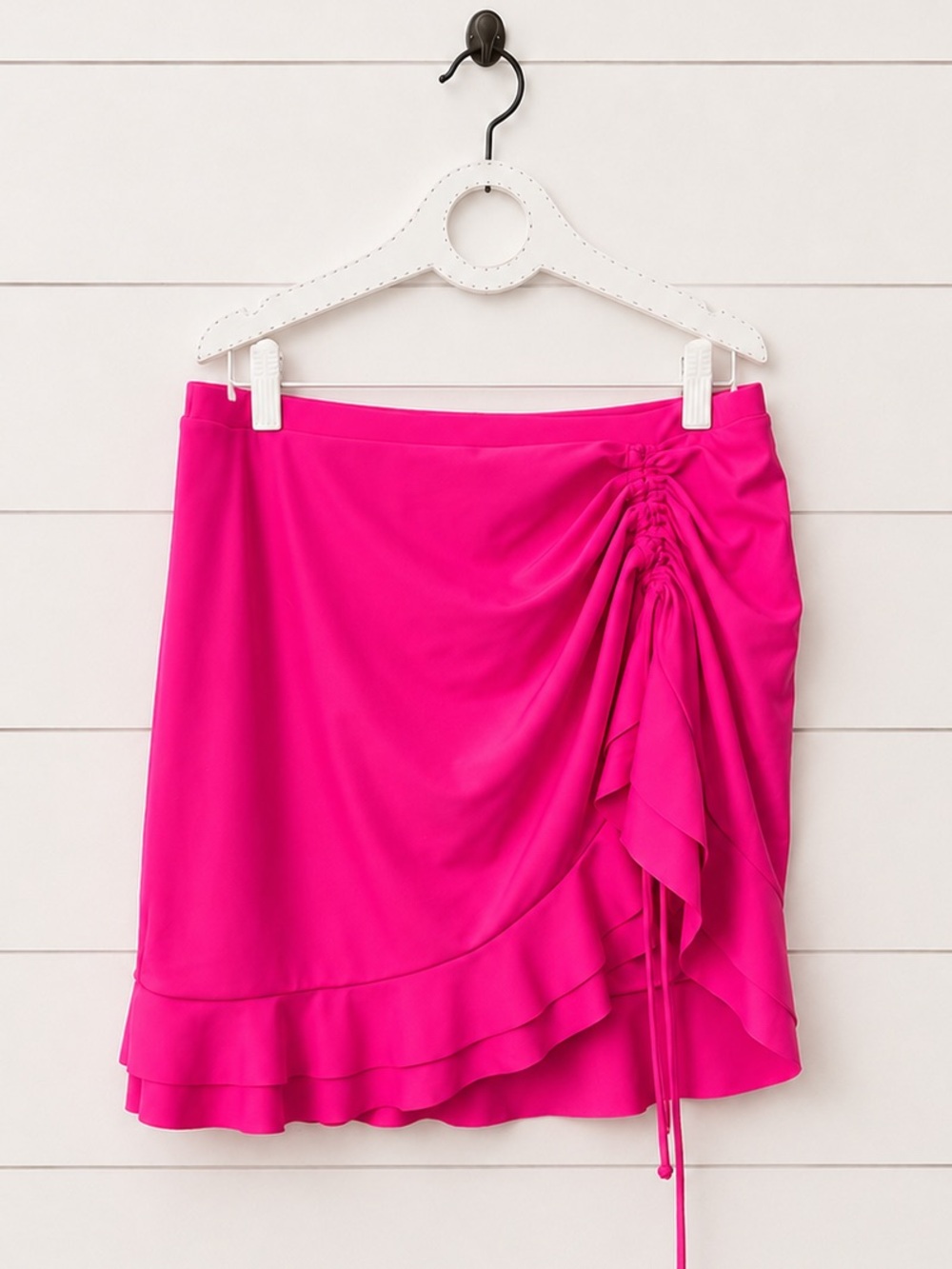 NWT High-Rise Ruched Ruffle Swim Skirt – Hot Pink